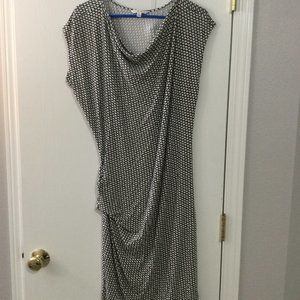 CABI Black White Geometric Stretch Ruched Sheath Dress